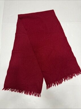 Vintage Lambswool 100% Wool Classic Women's Fringe Scarf in Deep Wine